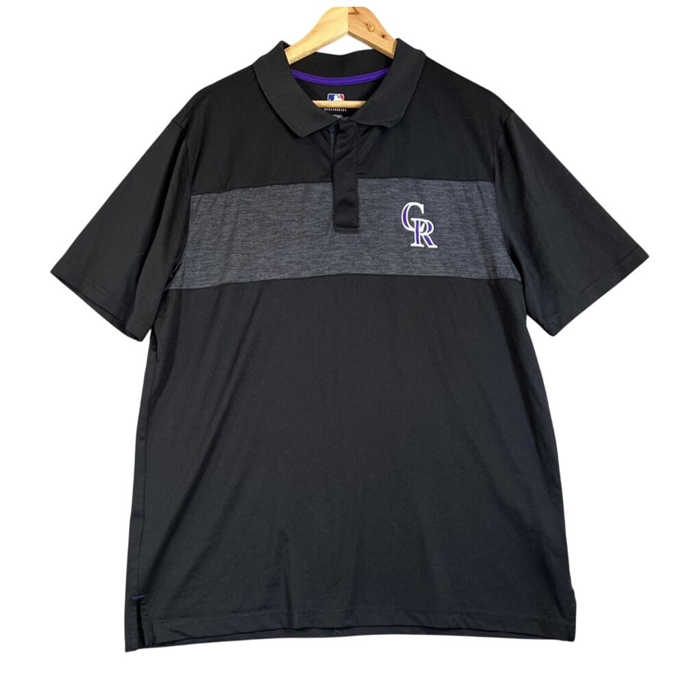 Colorado Rockies Polo Mens XL Black Grey Genuine MLB Merchandise Golf Rugby